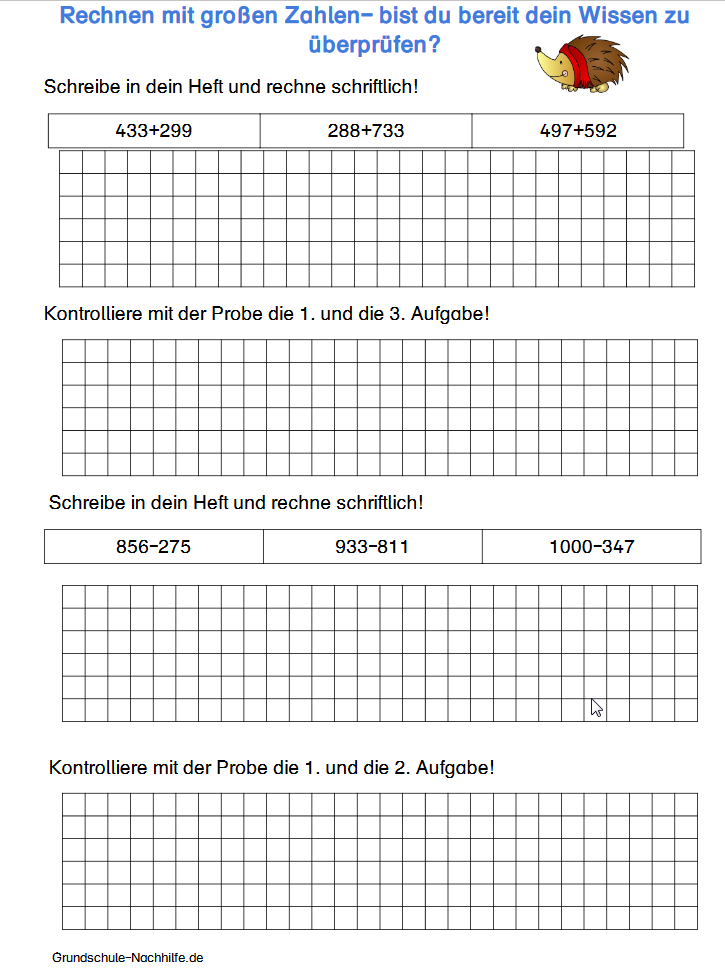 Arbeitsblatt Nachhilfe Mathe Klasse 3 Schriftliche Rechenverfahren